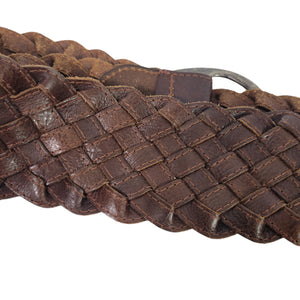 Banana Republic Wide Braided Leather Belt Brown Vintage Classic Woven Waist Size XS