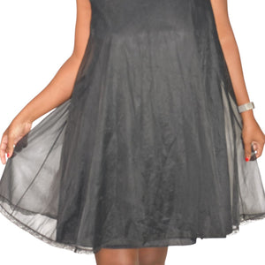 Vintage Babydoll Nightie Black Nylon Vanity Fair Gown Shortie Sheer Lace Small