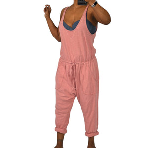 Intimately Free People On A Cloud Romper Peach Harem One Piece Jumpsuit Gauzy Tapered Casual Sleeveless Lounge Oversized XS