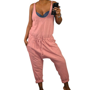 Intimately Free People On A Cloud Romper Peach Harem One Piece Jumpsuit Gauzy Tapered Casual Sleeveless Lounge Oversized XS