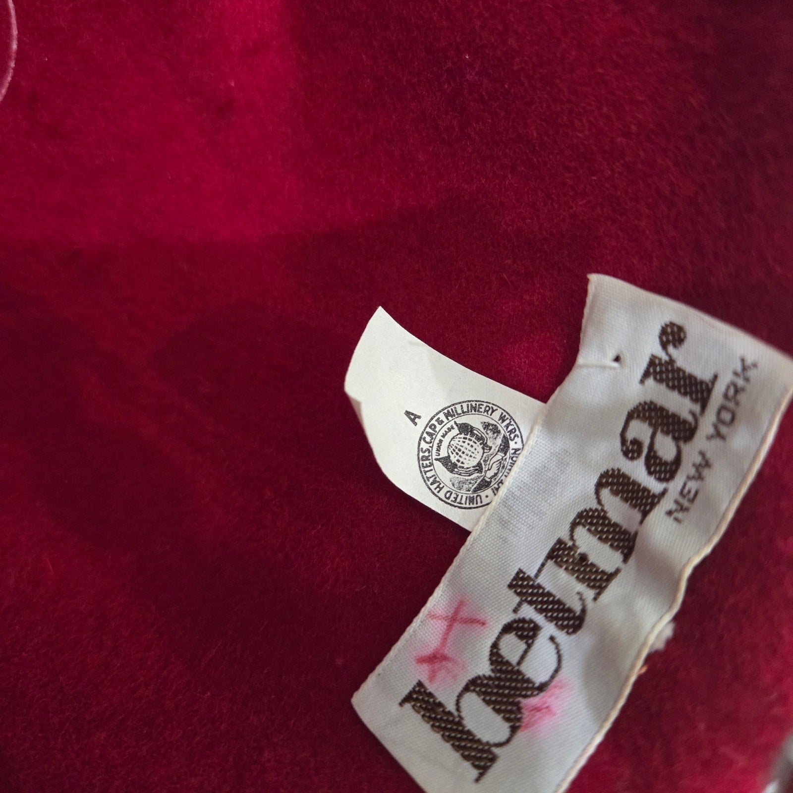 Vintage Betmar Cloche Hat Red Felt Wool Brim Winter Dressy USA Veil Flowers 40s 50s Style Fascinator Small