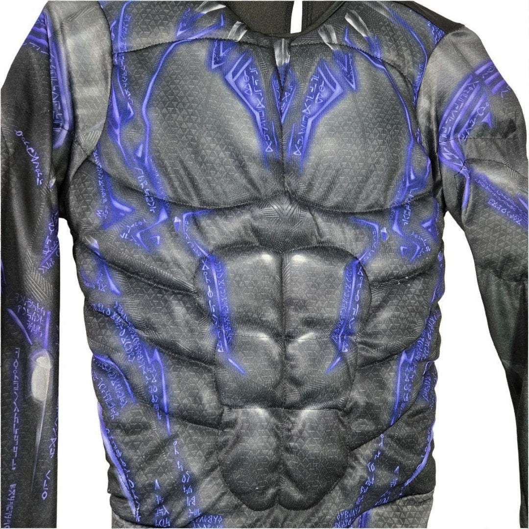 Rubies Black Panther Muscle Costume Mask Black Blue Marvel Boys Child Large 8 10