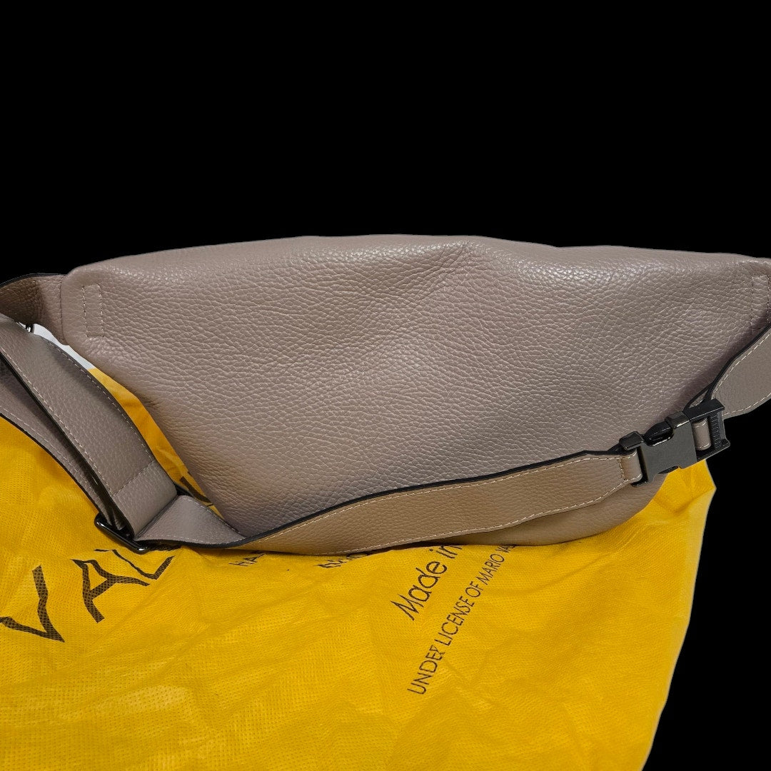 Mario Valentino Mickey Belt Bag Taupe Leather Crossbody Sling Adjustable Bum Waist Pouch Fanny Pack