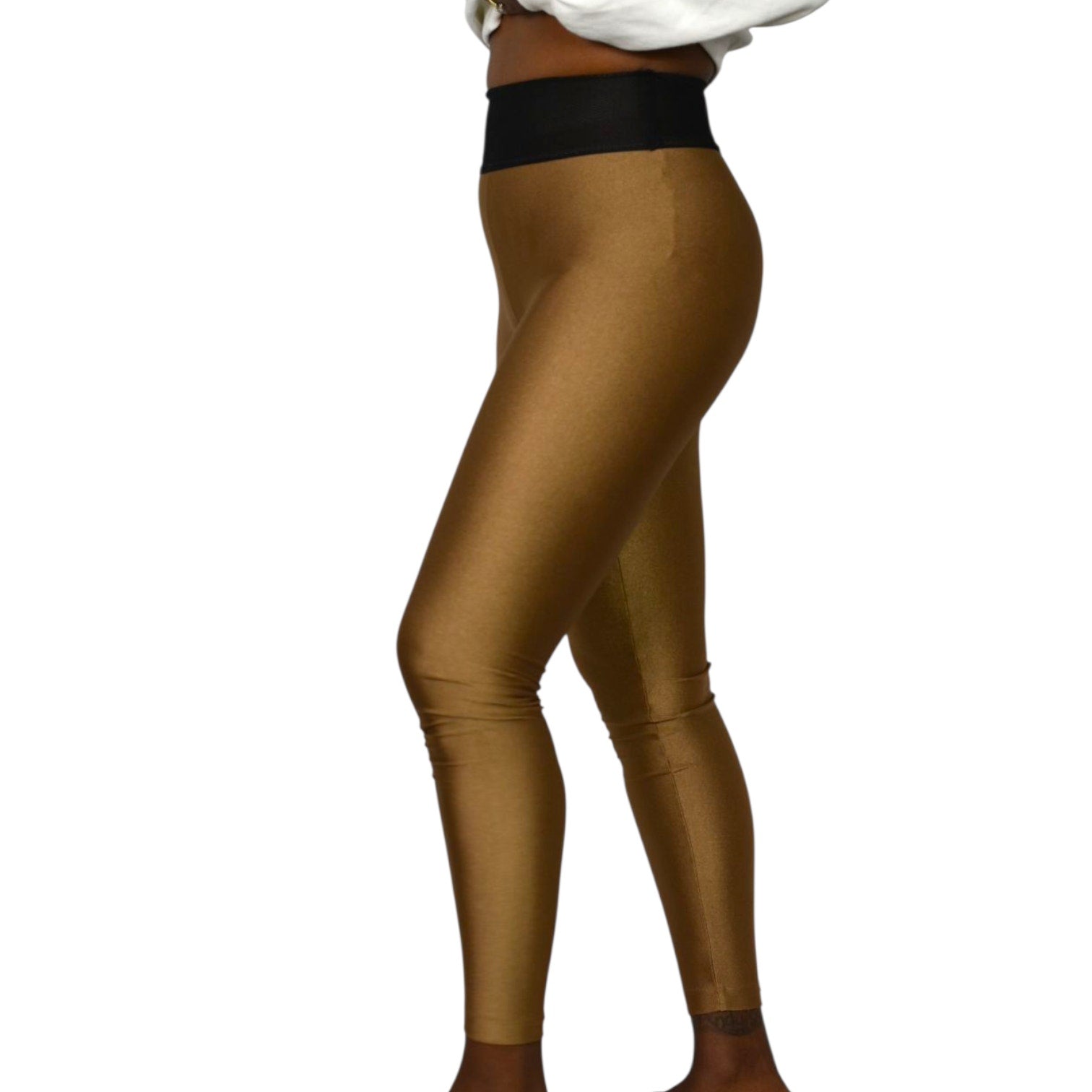 Koral Sonar Sprint Leggings Bronze Brown High Rise Shiny Full Length Ankle Small