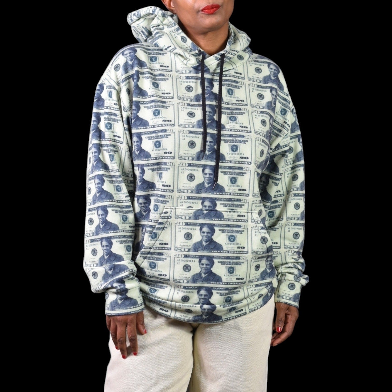 Harriet Tubman Twenty Dollar Bill Hoodie Green Phenomenal Woman Photorealistic Sweatshirt Hood Size Small