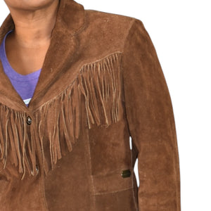 Vintage Ms Pioneer Suede Fringe Jacket Brown Cropped Leather 70s 80s Easy Rider Size Medium