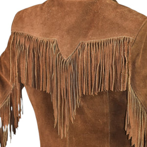 Vintage Ms Pioneer Suede Fringe Jacket Brown Cropped Leather 70s 80s Easy Rider Size Medium