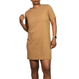 Everlane Cotton T Shirt Dress Tan Khaki Organic Crew Tee Short Sleeve Mini Classic Relaxed Small