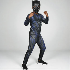 Rubies Black Panther Muscle Costume Mask Black Blue Marvel Boys Child Large 8 10