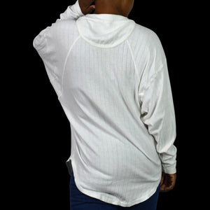 Free People Coffee Chat Pullover Top White Henley Tunic Pointelle Knit Ribbed Oversized Medium