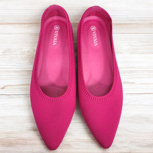 Vivaia Aria 5 Flats Pink Pitaya Pointed Toe Ballet Knit Slip On Shoe Washable 38
