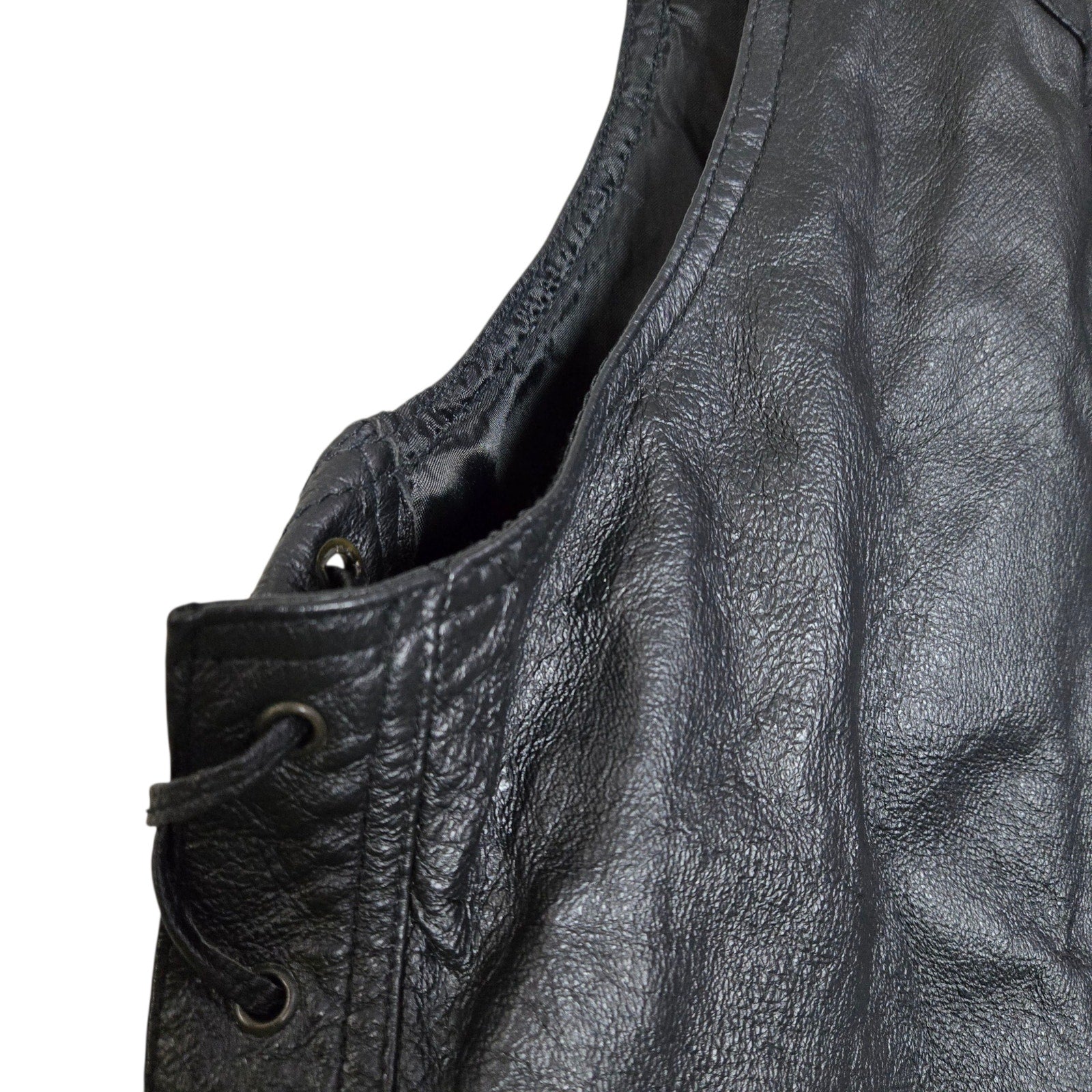 Bikestar Black Leather Vest Biker Motorcycle Punk Rock Lace Up Sides Retro Moto XL