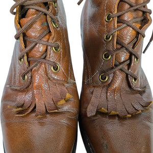 Vintage Laredo Leather Roper Boots Brown Ankle Lace Up Kiltie Granny Equestrian Prairie Western  9