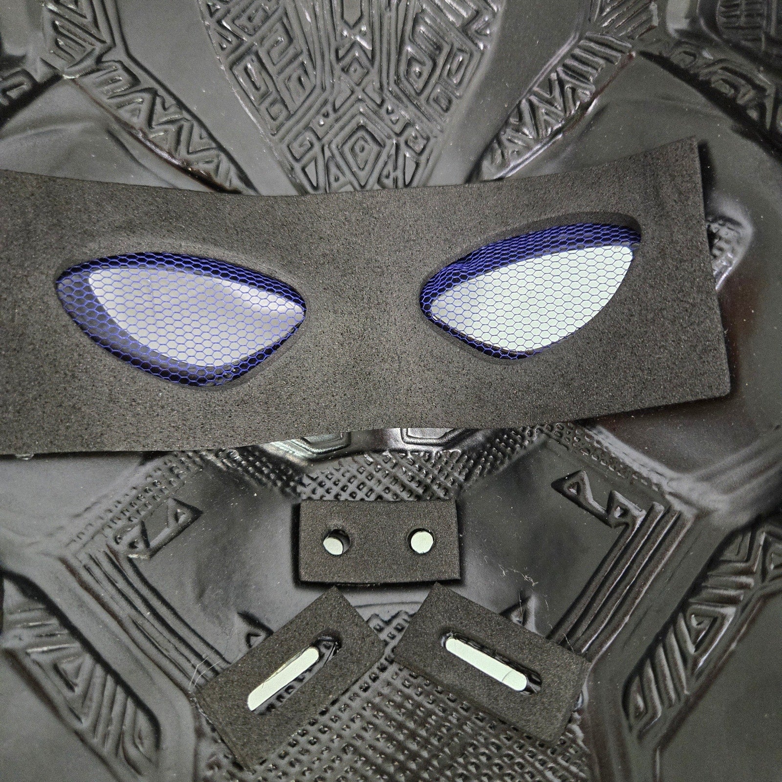 Rubies Black Panther Muscle Costume Mask Black Blue Marvel Boys Child Large 8 10