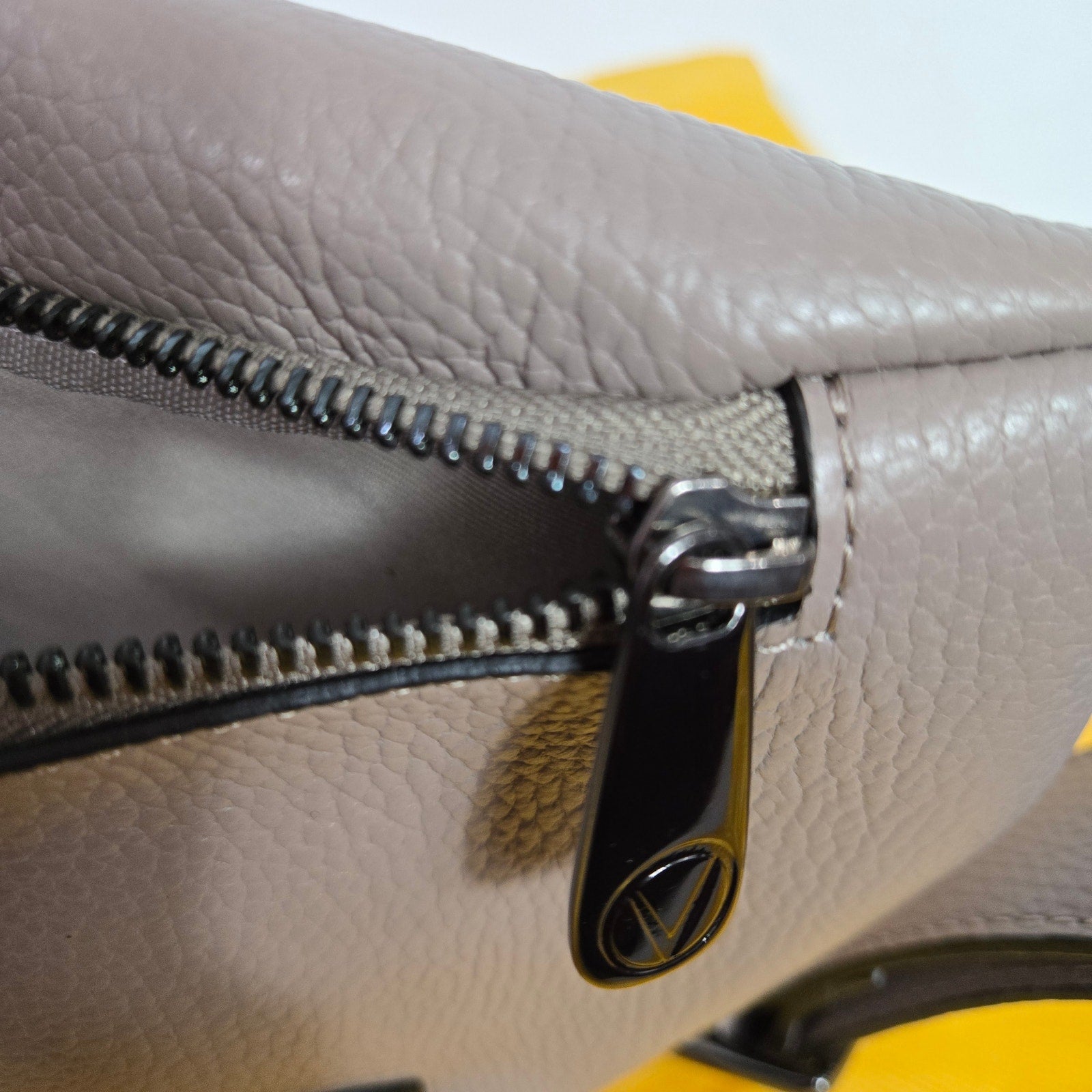 Mario Valentino Mickey Belt Bag Taupe Leather Crossbody Sling Adjustable Bum Waist Pouch Fanny Pack