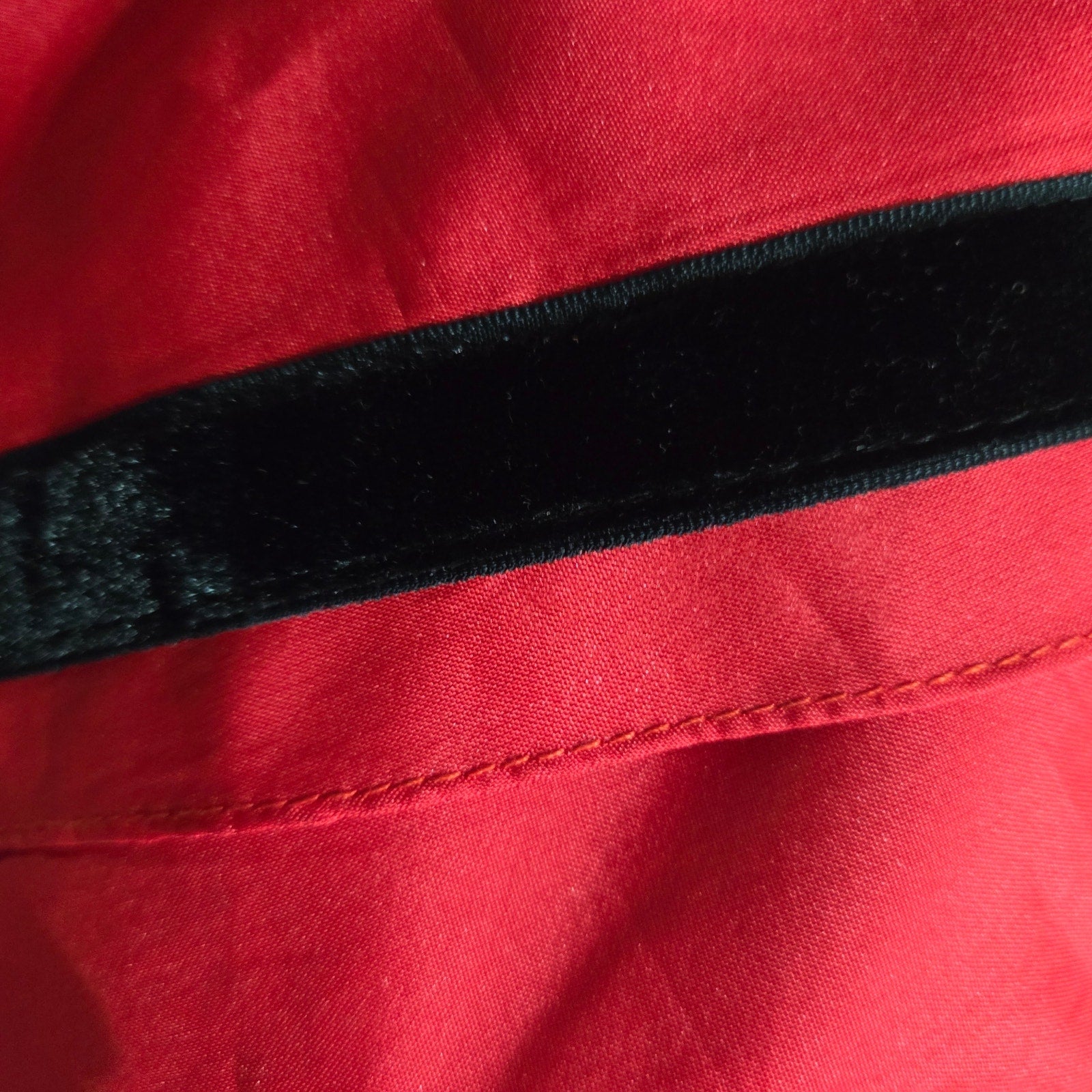 Vintage 80s Black Velvet Dress Red Taffeta Asymmetrical Ruffle Tiered Stretch Handmade Large