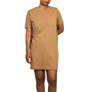 Everlane Cotton T Shirt Dress Tan Khaki Organic Crew Tee Short Sleeve Mini Classic Relaxed Small