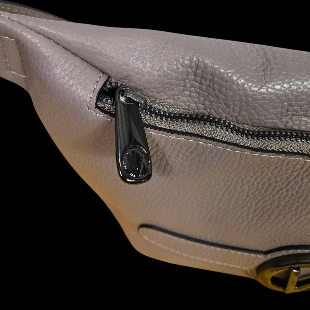 Mario Valentino Mickey Belt Bag Taupe Leather Crossbody Sling Adjustable Bum Waist Pouch Fanny Pack