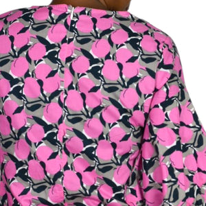 The Sang Fruit Floral Print Blouse Pink Cotton Poplin Statement Balloon Sleeves Top Small