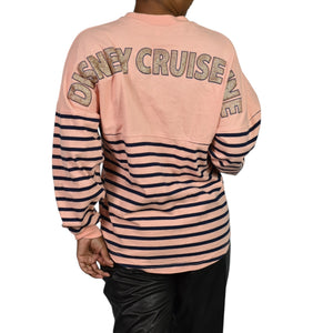 Walt Disney Cruise Line Spirit Jersey Pink Stripe Pullover Top Blue Mickey Mouse XS