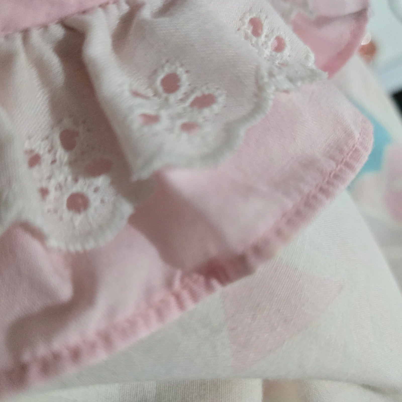 Vintage Hilda Hawaii Dress Pink Pastel Hawaiian Floral Maxi Tiered Eyelet Muumuu Small