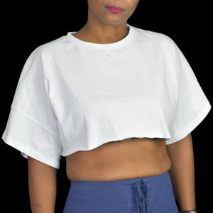 Cider Super Cropped Tee White Oversized Crew Neck Stretch Loose Fit Size Medium