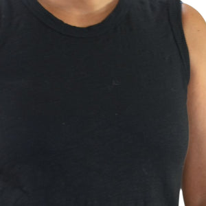 Wilt Black Slant Hem Tank Top Black Sleeveless Tee Angled Slub Jersey Asymmetric Casual Travel XS