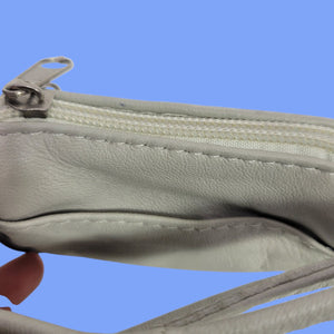 Vintage Studio Tiny Leather Bag Taupe Beige Coin Purse Pouch Change Handles Mini Satchel