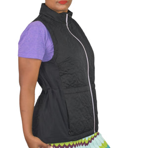 Sweaty Betty Fast Track Thermal Running Gilet Black Vest Quilted Shell Full Zip Size Large