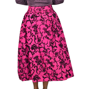 Vintage Scott McClintock Damask Skirt Purple Magenta Taffeta Crinoline Black Maxi Dressy 4