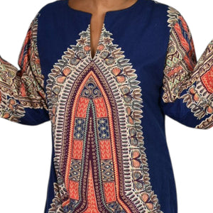 Vintage Dashiki Pakistan Caftan Dress Blue Kaftan 70s Maxi Dress Kimono Sleeve Side Slits Hippie Bohemian Festival Medium