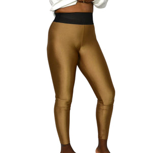 Koral Sonar Sprint Leggings Bronze Brown High Rise Shiny Full Length Ankle Small