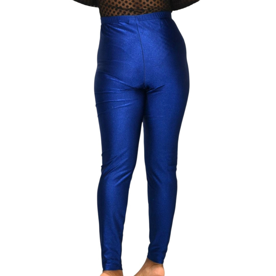 Vintage Hanes Shiny Leggings Blue Aerobics Fitness 90s Activewear Yoga Nylon XL