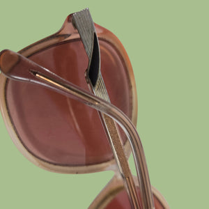 Zimco Tanya Translucent Frames Brown Vintage Glasses Plastic Round Tinted 80s 140mm