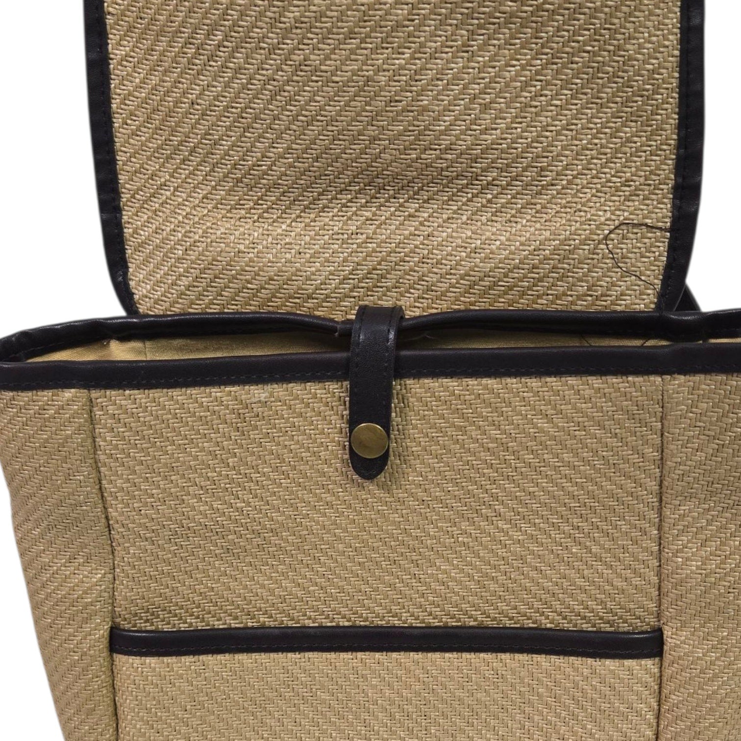 Gap Vintage Backpack Bag Tan Beige Straw Raffia Pockets 90s Y2K Rucksack Adjustable Retro Soft