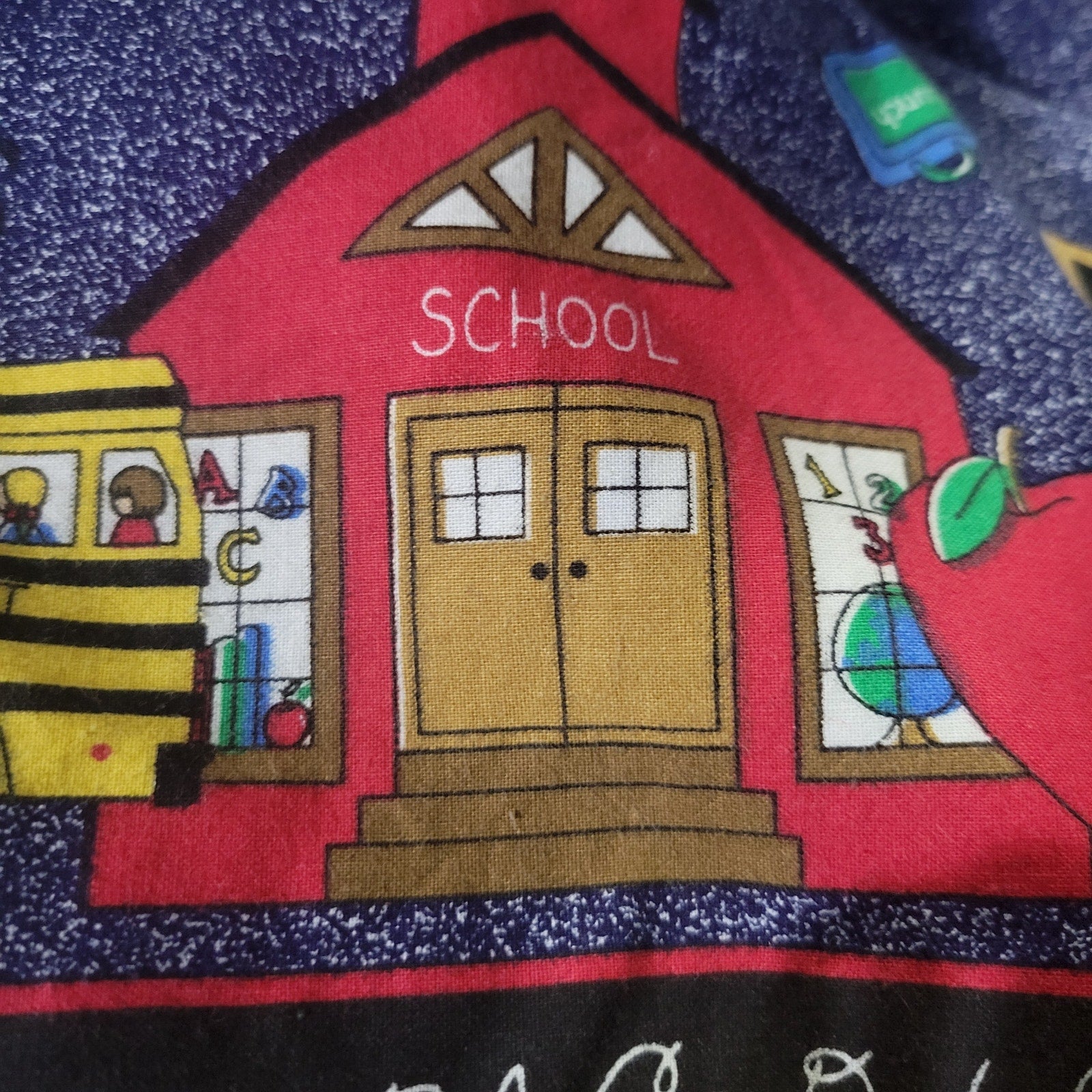 Homemade School Bus Teacher Vest Blue Kids Bus Button Front Cotton Novelty Waistcoat Small