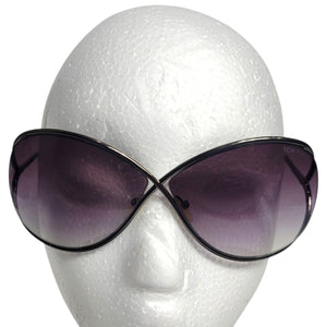 Tom Ford Miranda Sunglasses Bronze Brown Crossover Metal Wire Butterfly Oversized Round Frame Purple Gradient Lens