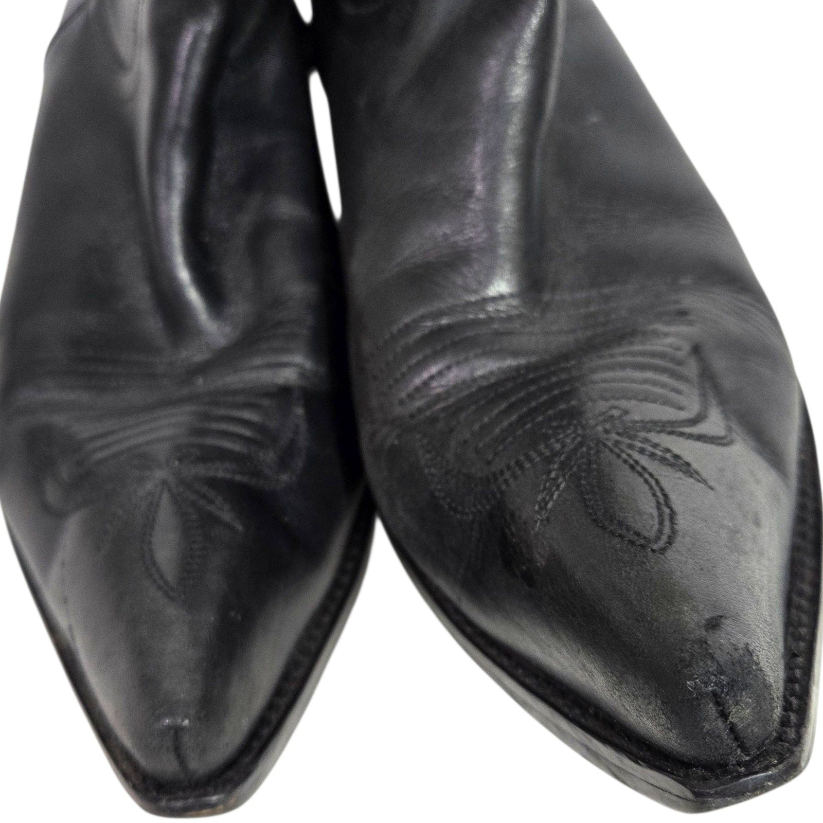 Vintage Cowboy Boots Floral Inlay Black Leather Guess Marciano Posh Applique Western Cowgirl 8