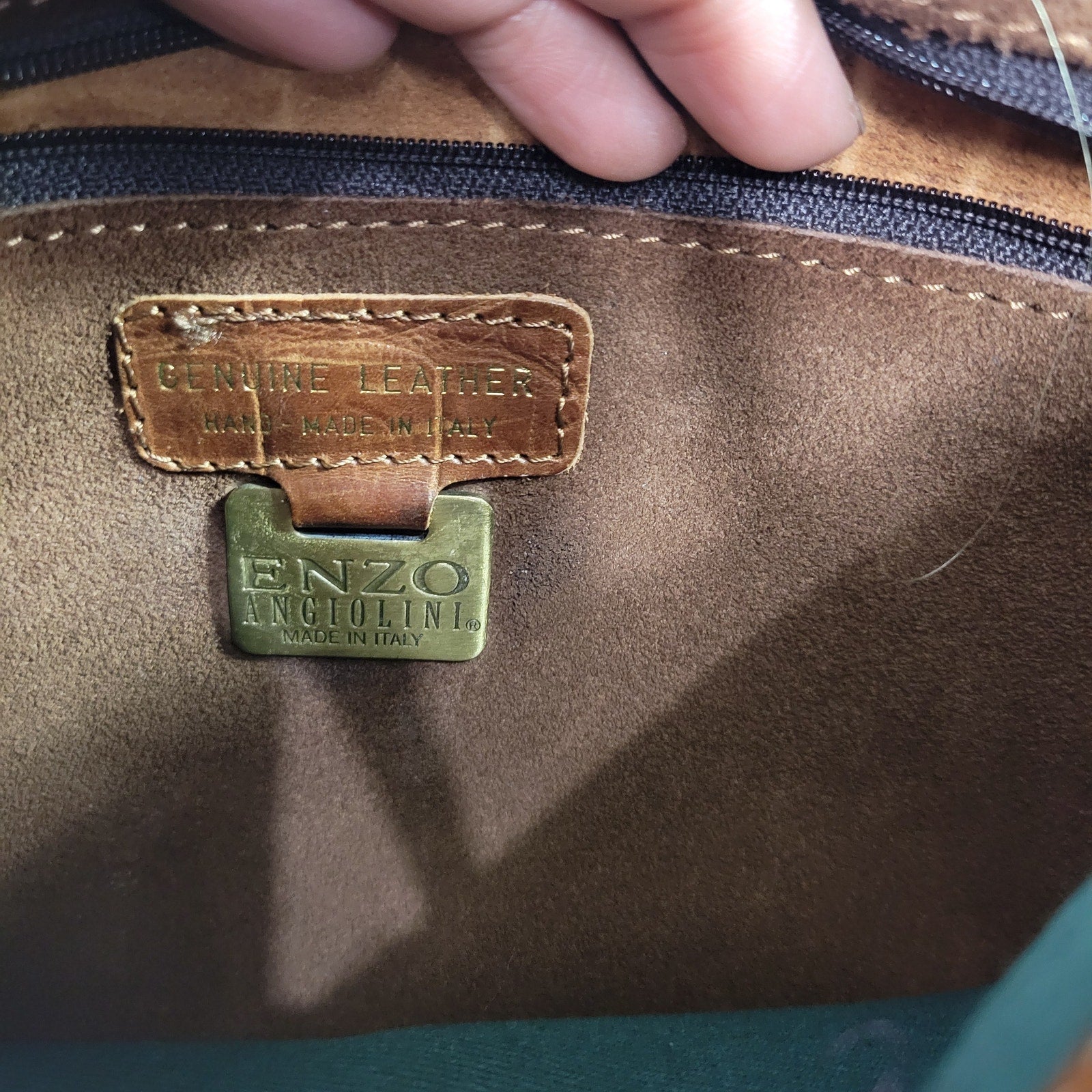 Vintage Enzo Angiolini Saddle Bag Dark Brown Crossbody Leather Suede Embossed 80s Shoulder