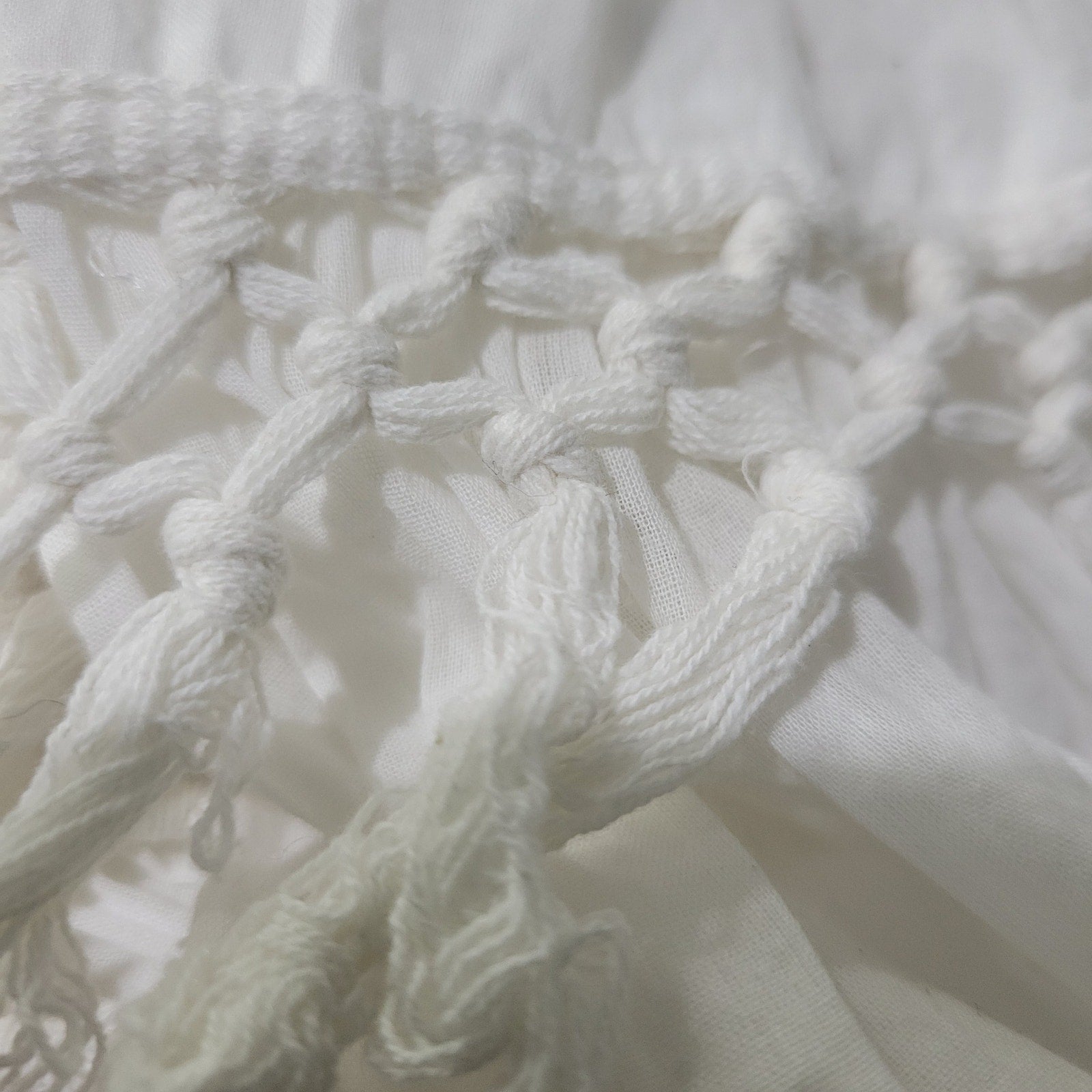 True Destinations Tiered Maxi Dress White Bohemian Voile Lightweight Cotton Fringe Coverup Small