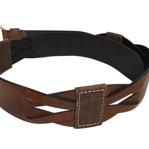 Gap Leather Belt Vintage Brown Canvas Wide Sturdy Rugged Textured Cutouts Medium