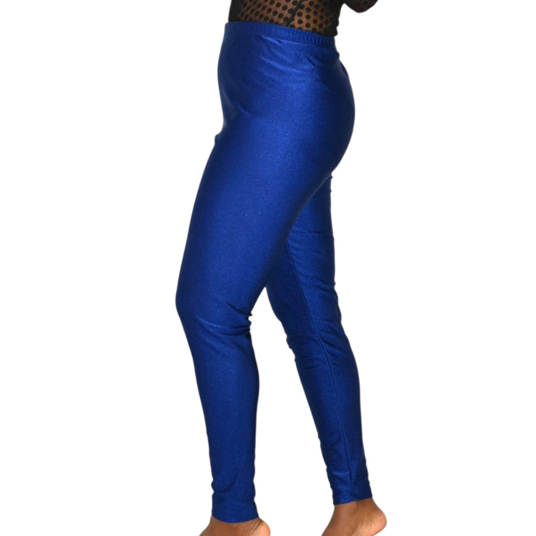 Vintage Hanes Shiny Leggings Blue Aerobics Fitness 90s Activewear Yoga Nylon XL