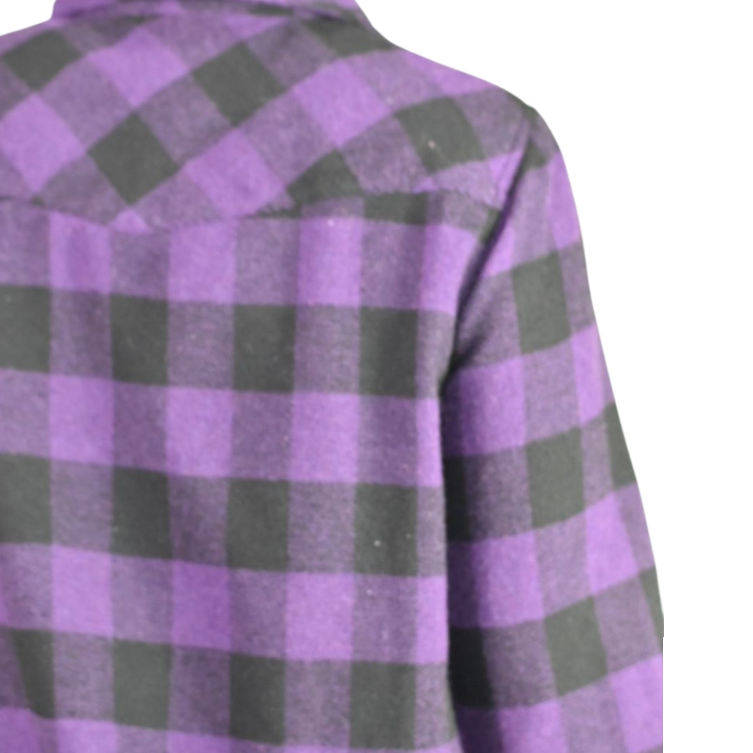 Tuckernuck Chandler Plaid Flannel Shirt Purple Aubergine Buffalo Check Western Yoke Snap Medium