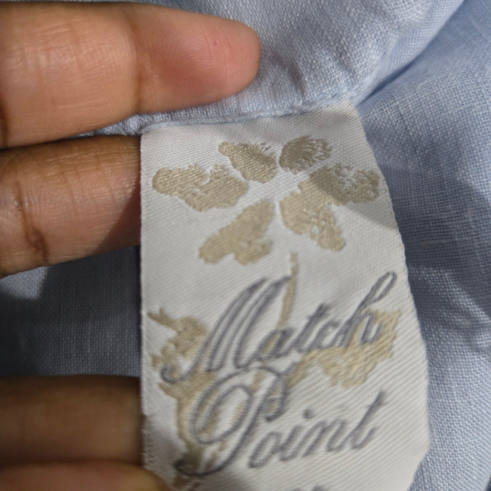 Match Point Linen Tunic Light Blue Collared V Neck Long Sleeve Popover Shirt XL