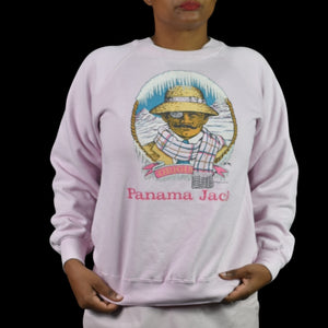 Vintage Panama Jack Original Graphic Sweatshirt Pink 80s Retro Crewneck Pastel Medium