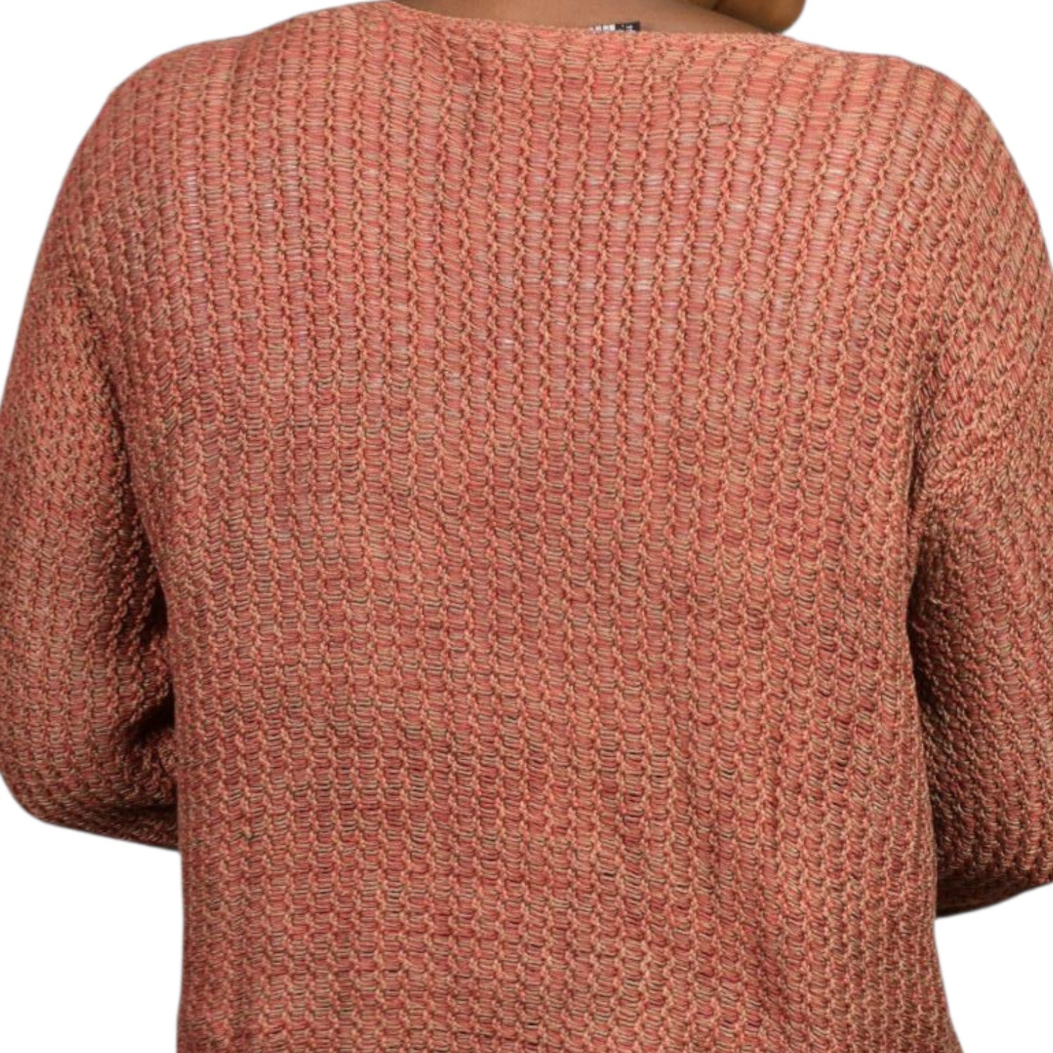 Vintage Peruvian Connection Sweater Russet Brown Pima Cotton Woven Cardigan Medium
