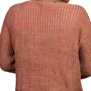 Vintage Peruvian Connection Sweater Russet Brown Pima Cotton Woven Cardigan Medium