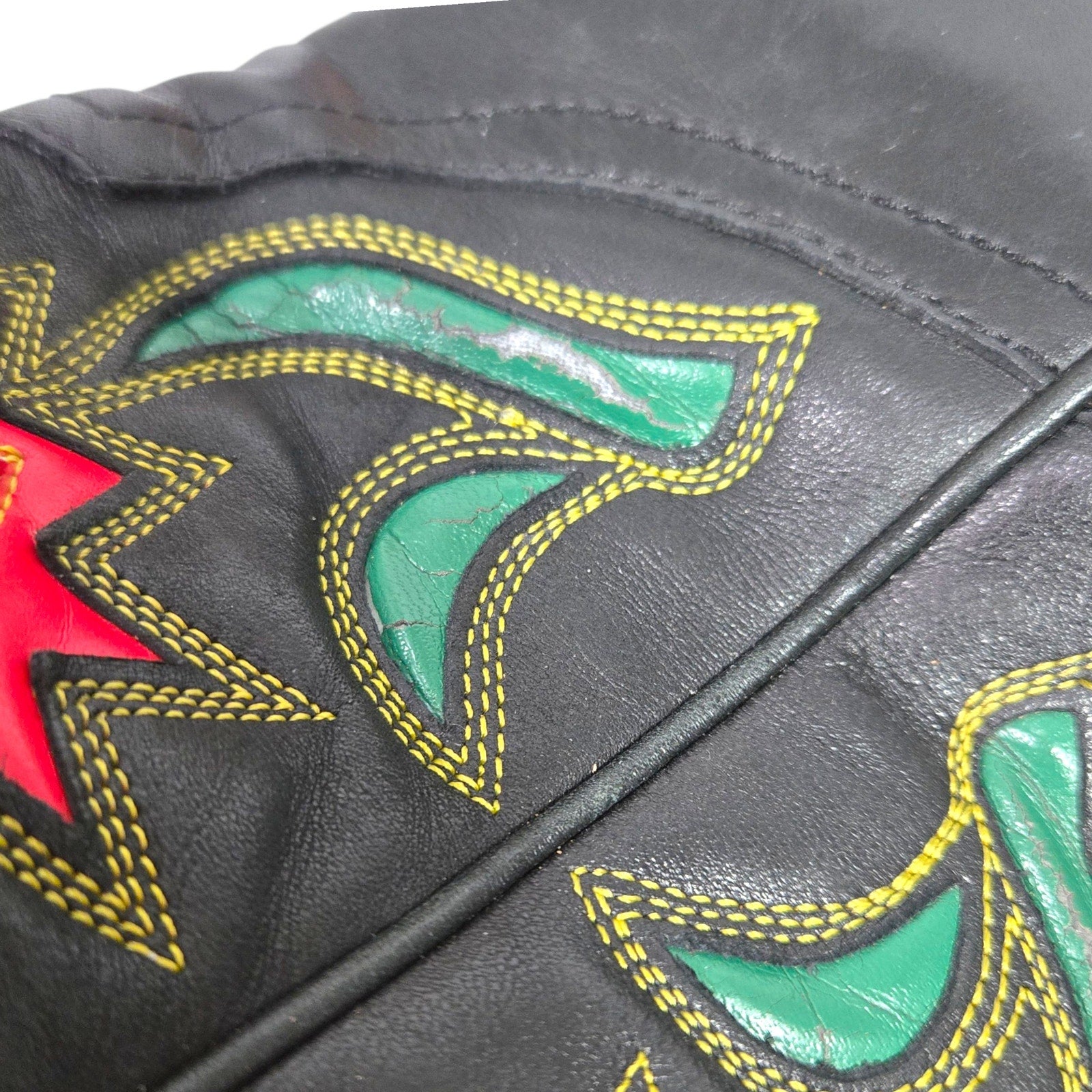 Vintage Cowboy Boots Floral Inlay Black Leather Guess Marciano Posh Applique Western Cowgirl 8