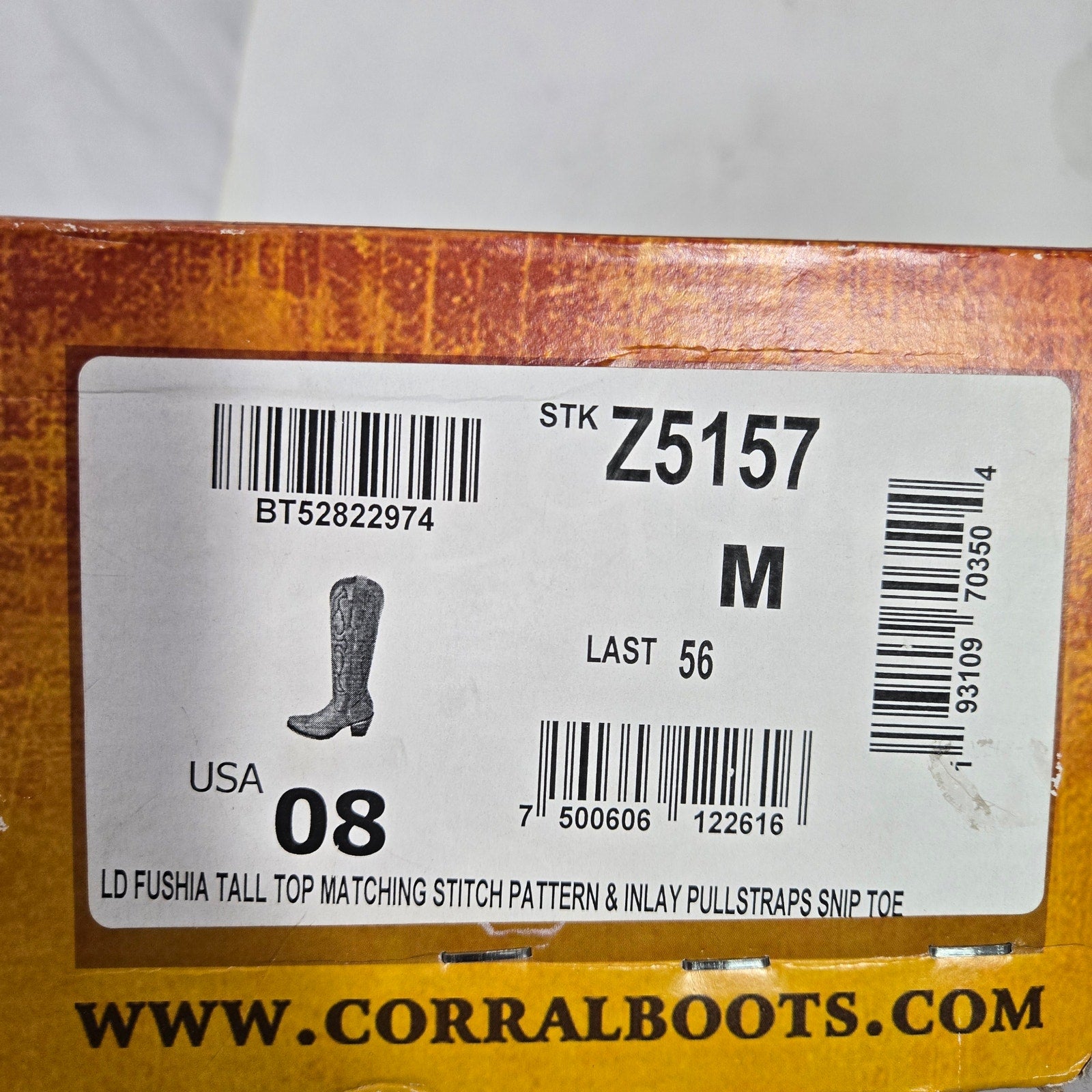 Corral Western Boots Pink Fuchsia Snip Toe Cowboy Cowgirl Tall Leather Neon Embroidery 8