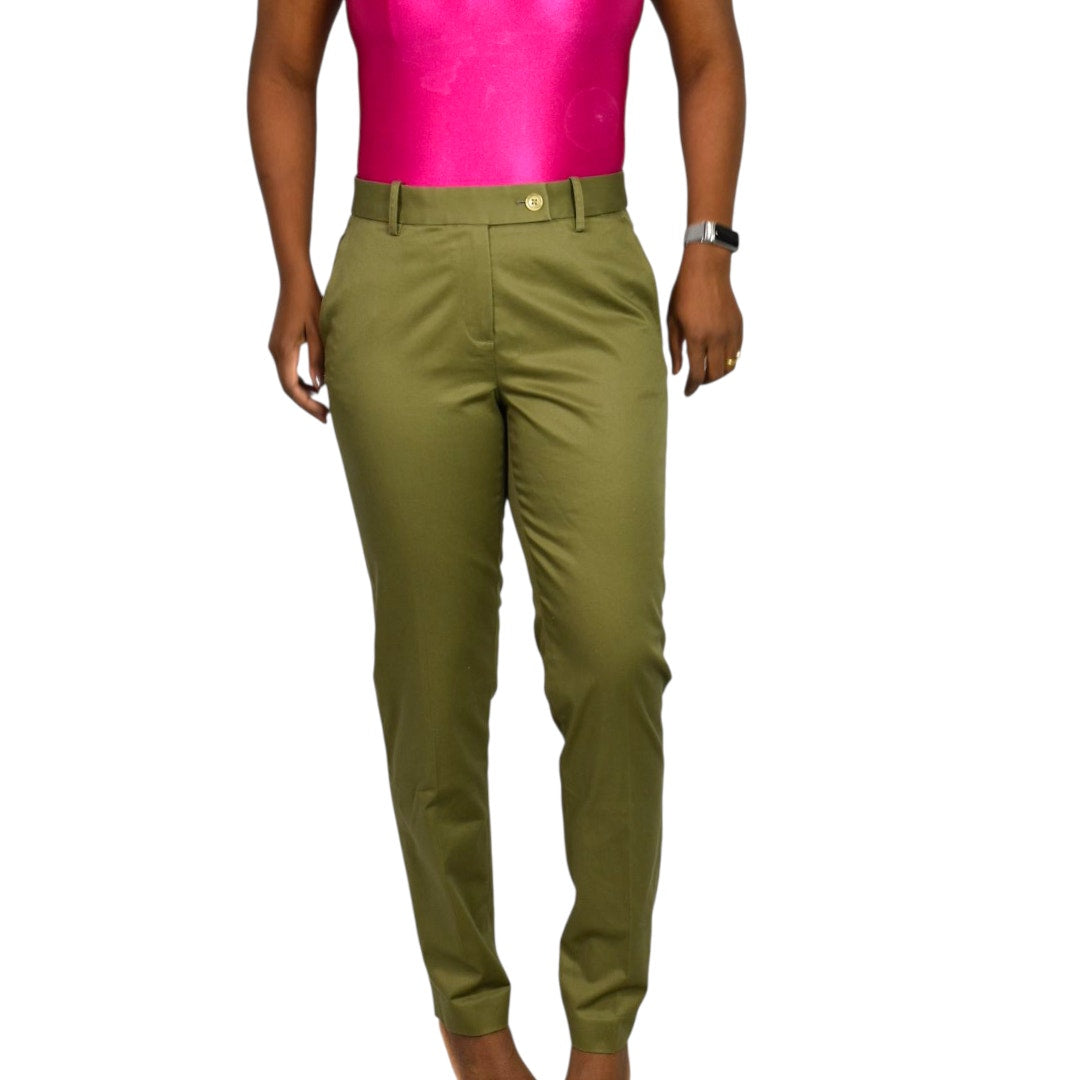 Brooks Brothers Advantage Chino Pants Green Olive Cotton Wrinkle Free Trousers Work Stretch Tapered Mid Rise 4